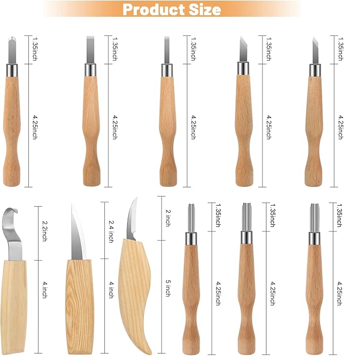 Wood Carving Kit, 22pcs Whittling Kit with Detail Wood Carving Knife Whittling Knife Wood Chisel Knife Gloves Polishing Compound Sharpener for Woodworking Beginners Adults Kids