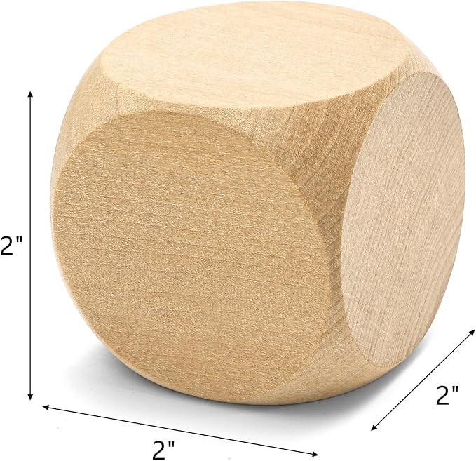 ZEAYEA 20 Pcs Blank Wooden Dice, 2 inch Unfinished Square Blocks, Blank 6 Sided - Image 2
