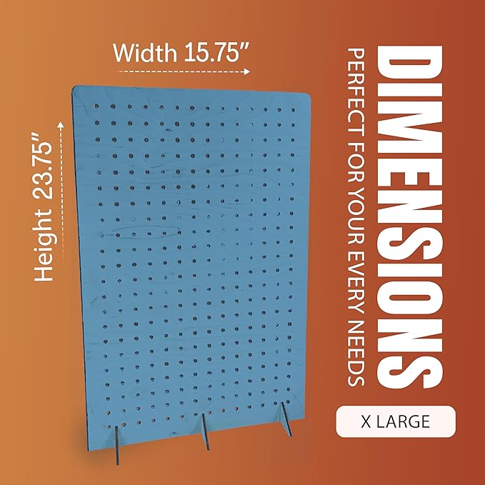 Torched Pegboard Display Stand for Jewelry, Craft Shows, Selling, Vendor Events, Tools, Peg Board Accessories Rack Organizer, XXL 15.75" L x 4.3" W x 23.75" H, Blue