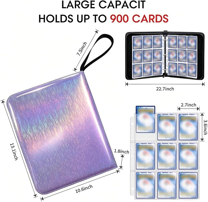Sparkly Trading Card Binder 9-Pocket Zippered - Image 2