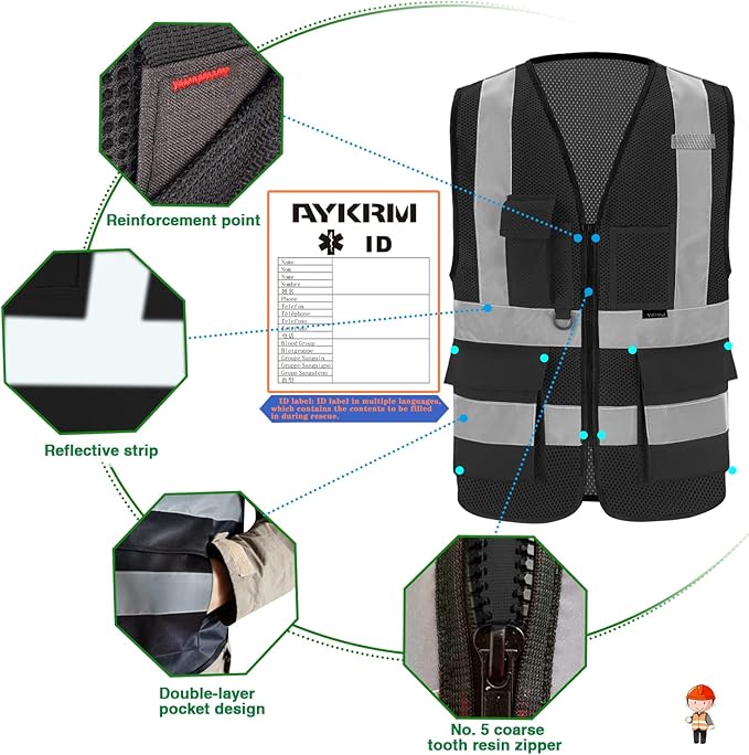 Black light safety vest vest