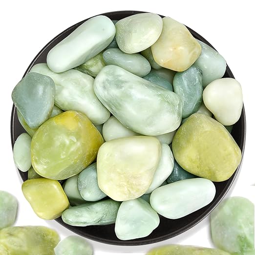 10 lb Jade Pebbles for Indoor Plants, 1-2 Inch Polished Decorative Pebbles for by RUOJAS