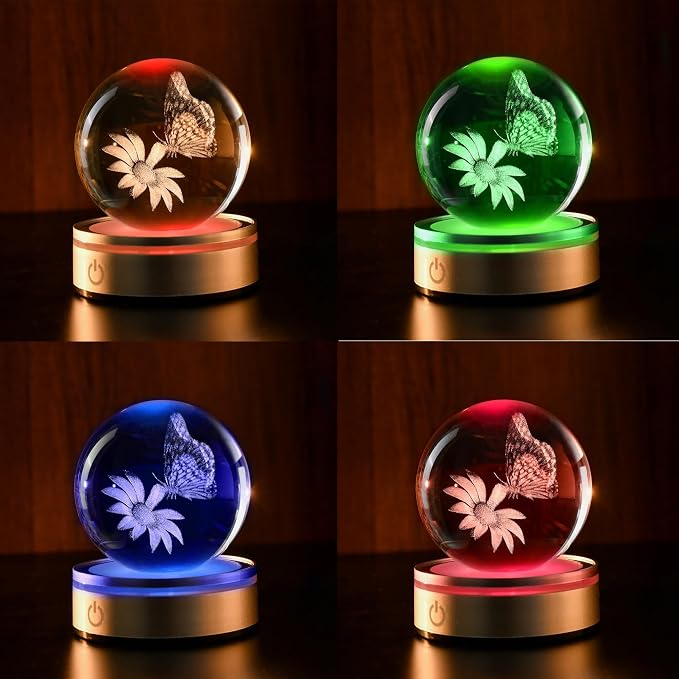 IFOLAINA 3D Butterfly Crystal Ball Decor Lamp Gifts Ideas - Image 6