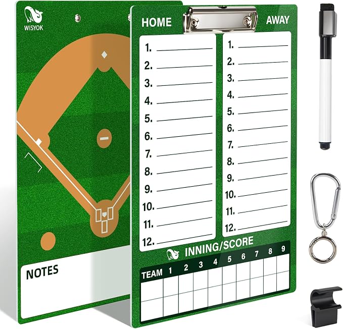 WISYOK Baseball Clipboard, Dry Erase, Lineup Board | Double Sided, by WISYOK