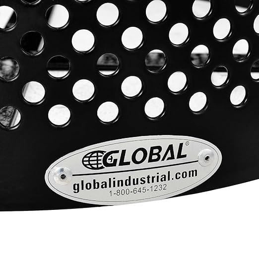 Global Industrial 32 Gallon Outdoor Perforated Steel Round Trash Can with Rain Bonnet Lid, Plastic Liner and Anchor Kit Included, 23-1/2" Diameter x 40-1/2"H, Black