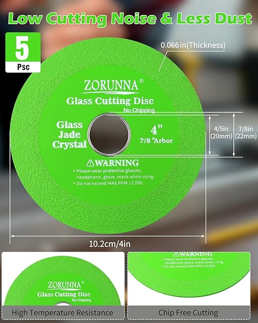 4inch Glass Cutting Disc Tool, Diamond-Edged Glass Tile Cutter, 3 Pcs Ultra-Thin Disco para Cortar Vidrio for Grinding Jade, Crystal, Wine Bottles, Tile.