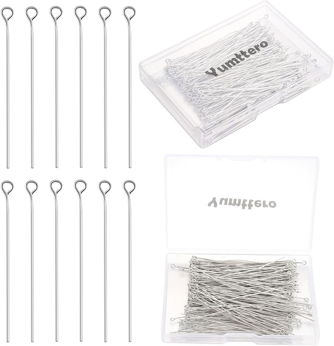 200 Pcs 70mm/2.76 Inch 21 Gauge Eye Pins by Yumttero