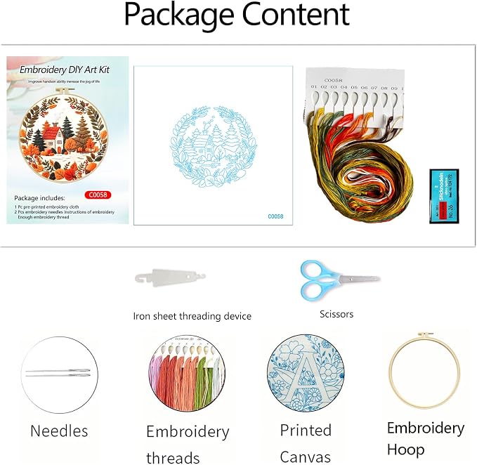 Zhenqing Autumn Cottage Squirrel Embroidery Kit - Image 6