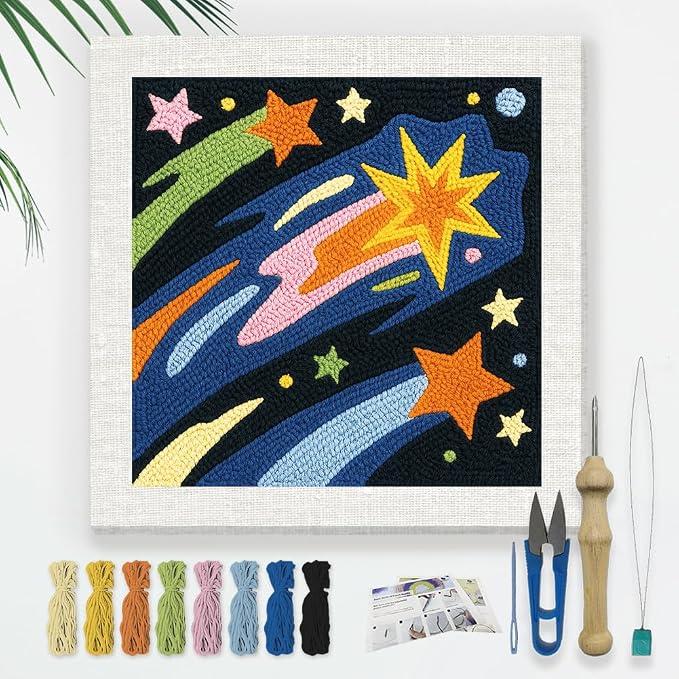 DOODLREAM Shooting Star DIY Punch Needle Embroidery Kit by Doodlream