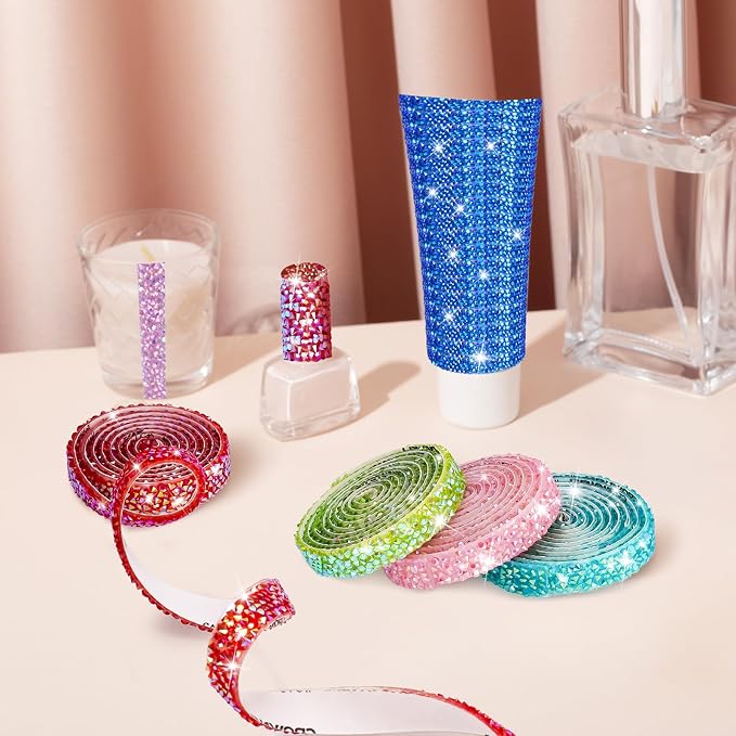 NiArt Self Adhesive Crystal Rhinestone Diamond Ribbon 6 Rolls, 0.39" Wide Total - Image 7