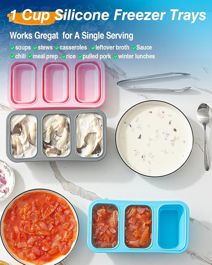 Silicone Freezer Trays With Lid, 2 Pack Collapsible Silicone Freezer Molds | - Image 5