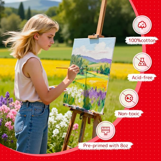 Simetufy 11 x 14 inch 12 Pack Painting Canvas Panels, Canvas Boards | Gesso - Image 9