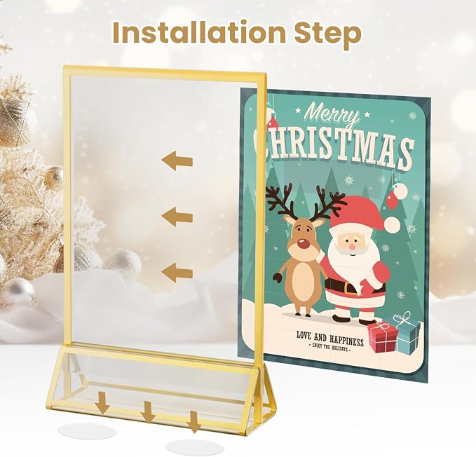 6PCS Acrylic Sign Holder 8.5X11 Double-Sided Gold Frames | Gold Picture Frames - Image 6