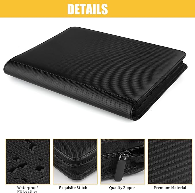 16 Pocket Ringless Side Loading Trading Card Binder, 1024 Cards PU Fixed Page - Image 4