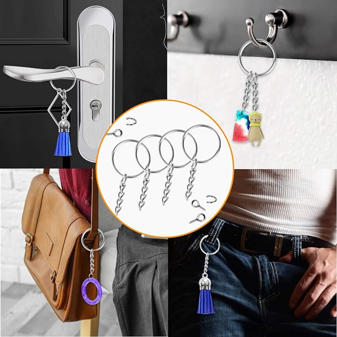 Keychain Rings for Crafts, Flasoo 360Pcs Keychains for Resin Include Key Rings - Image 8