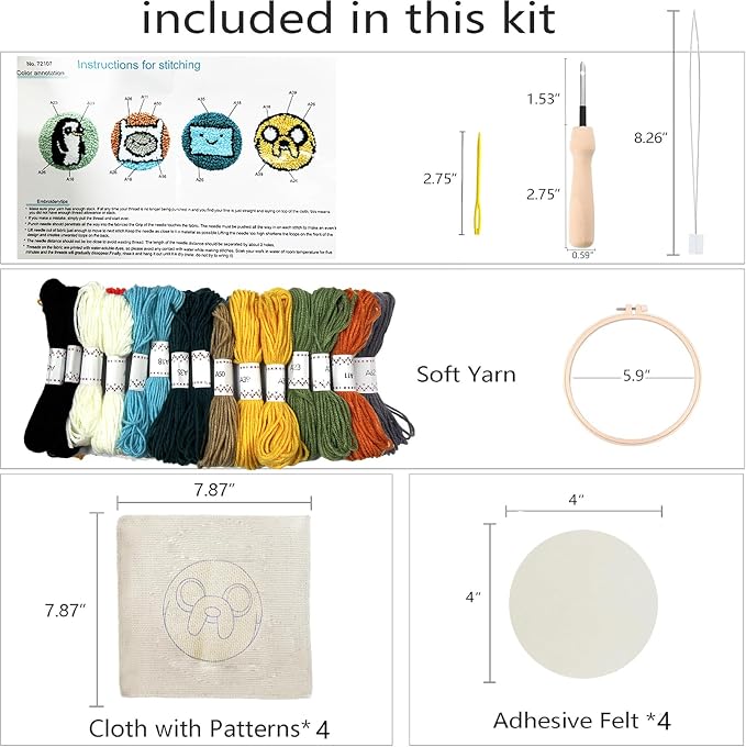 Siqinam Adventure-Time Punch Needle Kit-4 Pack Adventure Crochet Series Themed - Image 2