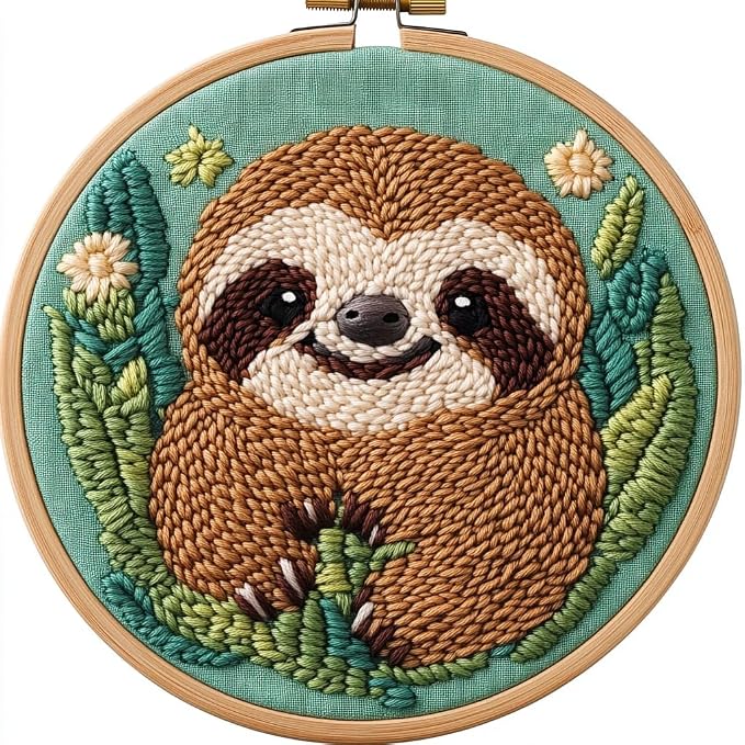 DIY Punch Needle Kits Cute Cartoon Sloth by Unknown