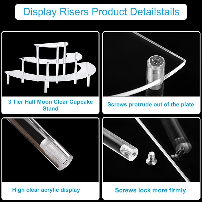 HENABLE Acrylic Display Risers, 3 Tier Clear Cupcake Perfume Stand Organizer - Image 5