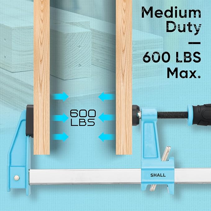 SHALL 12-Inch Steel Bar Clamps Set, 4-pack Medium-Duty Quick-Release F Clamps, 600 Lbs Load Limit for Woodworking, Metal working, DIY and Crafts