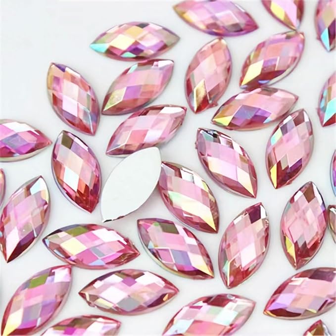 100 Pcs 15x7mm AB Colorful Jewels Gems Rhinestones by UYTRDVG