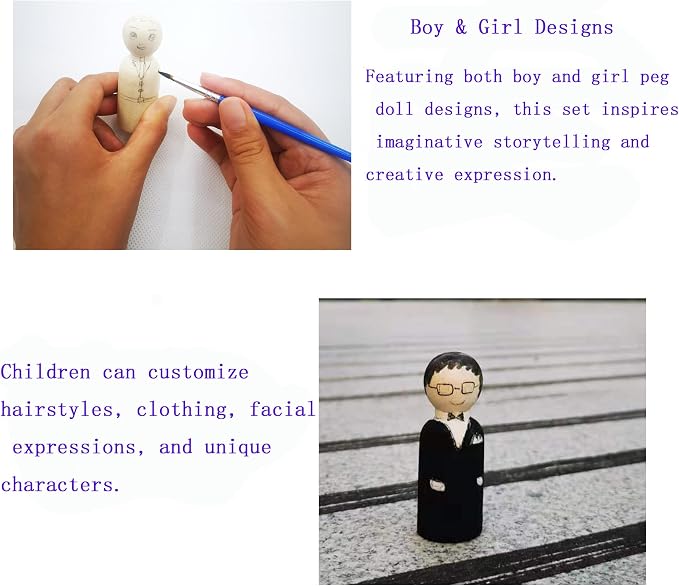 100 PCS 1.38inshes Unfinished Natural Wooden Peg Dolls, Little Wooden peg People - Image 4