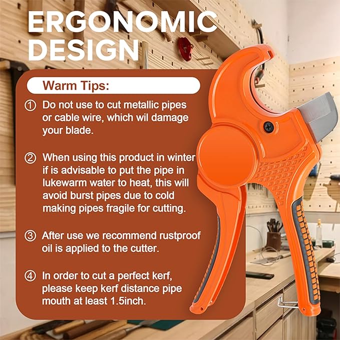 Kerry PVC Pipe Cutter, Up to 2-1/2" Ratcheting Heavy-Duty PEX POLY PE Plastic Hoses and Plumbing Tube Cutting Tool, Stainless Steel Blades, Thicken Aluminum Body Efficient Extended Handle - 2Pack