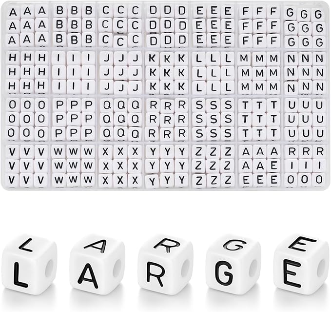 DoDoBeads 252 Pcs 10x10mm Large Square Letter Beads, Jumbo Letter Charms by DoDoBeads