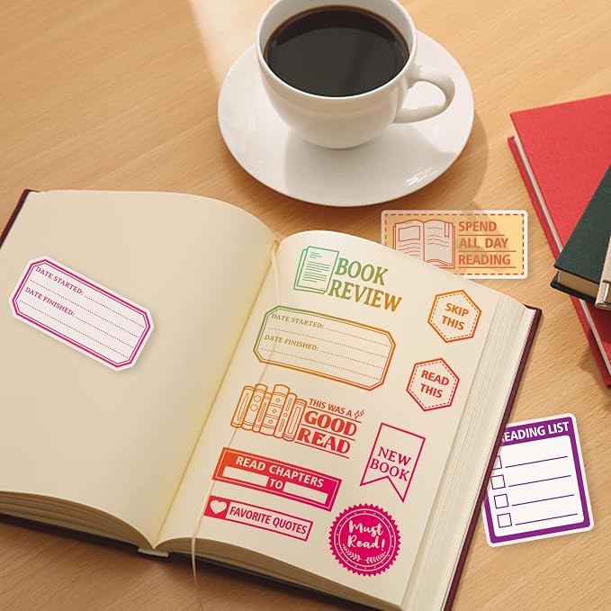 GLOBLELAND Book Reading Label Clear Stamps Mini Art Label Silicone Clear Stamp - Image 4