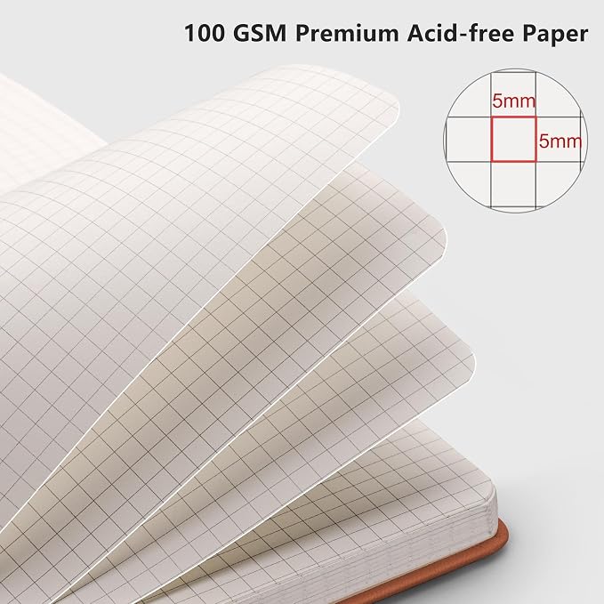 RETTACY Graph Grid Paper Notebook, 192 Pages, A5 Size | 5 Squares per Inch - Image 3