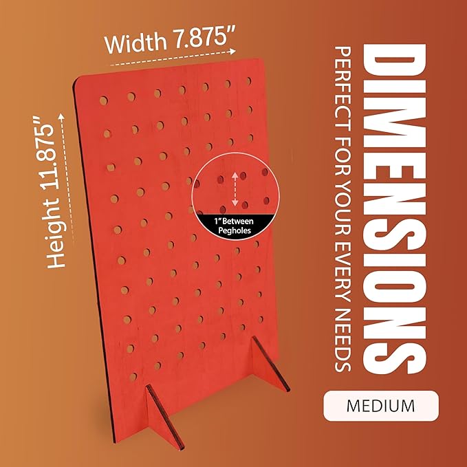 Torched Pegboard Display Stand for Jewelry, Craft Shows, Selling, Vendor Events, Tools, Peg Board Accessories Rack Organizer, Small 5.88" L x 4.3" W x 9.88" H, RED