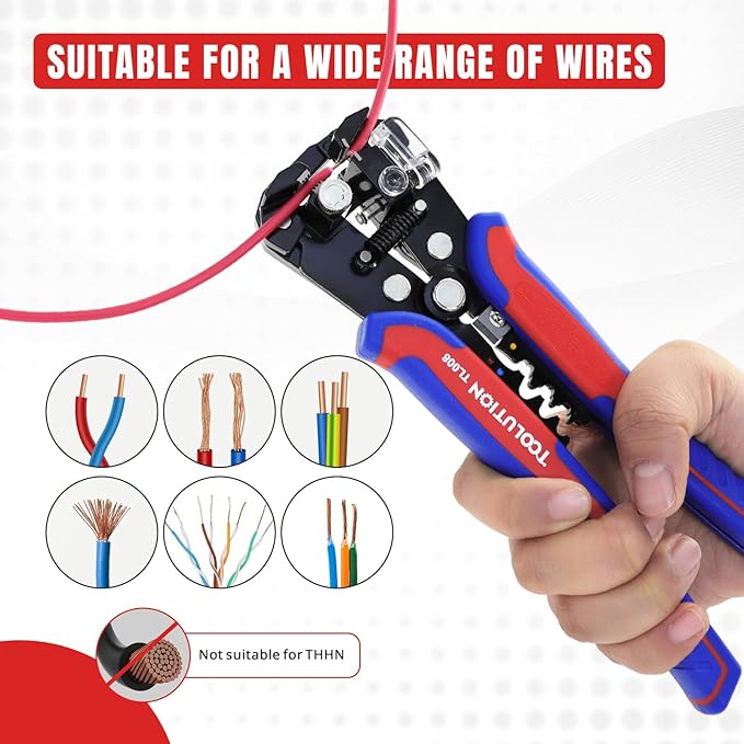 3-in-1 Self-Adjusting Wire Stripper Tool - Heavy Duty Electrical Wire Stripping & Crimping & Cutting Pliers for 10-24 AWG for Electricians, DIY & Automotive Use