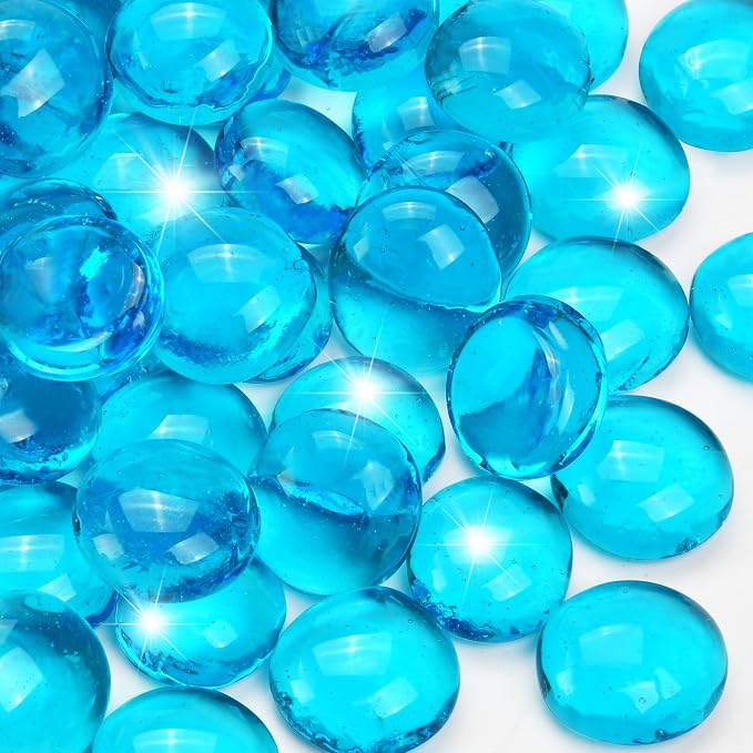 10LB Ocean Blue Flat Glass Marbles by RUOJAS