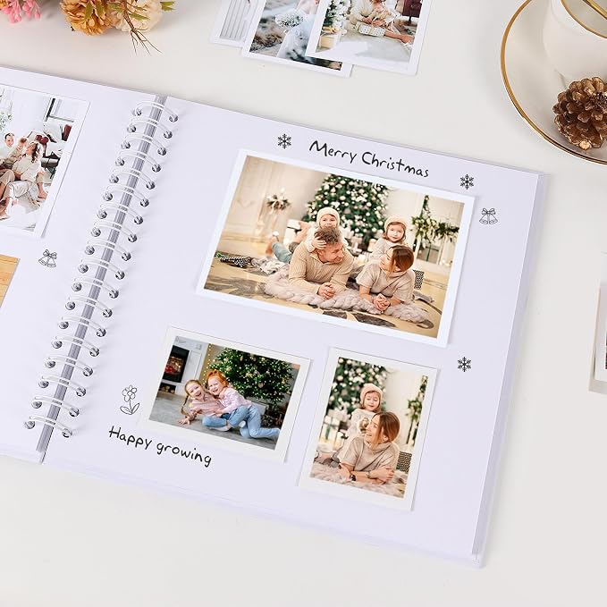 RECUTMS 8x8 Inch Scrapbook Album 60 Page Kraft Paper Baby Memory Book White | - Image 3
