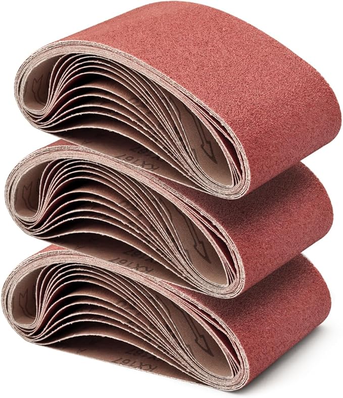 21 Pcs 3 x 24 Inch Aluminum Oxide Sanding Belt,3 Each of 40/60/80/120/180/240/400 Grits 3 x 24 Abrasive Belts for Belt Sander,Ideal for Wood Metal Paint Sanding
