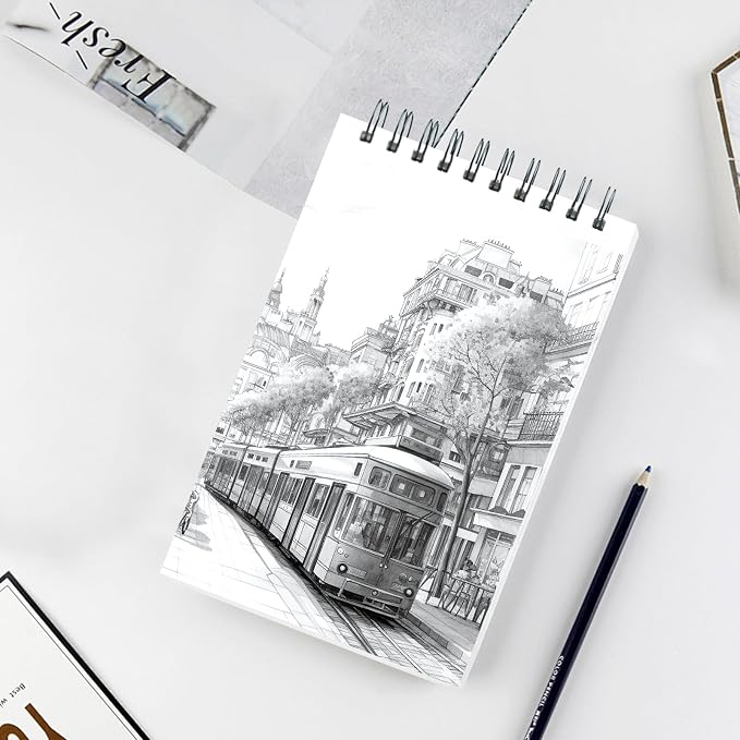 Crehatos 5.5" x 8.5" Small Sketch Book, Top Spiral Bound Sketch Pad, 100 Sheets - Image 2