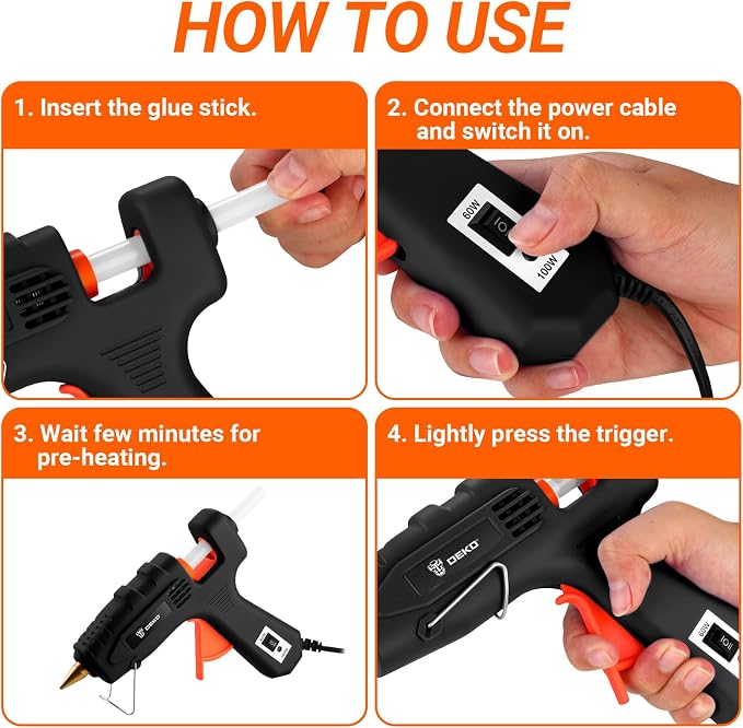 Hot Glue Gun Full Size: DEKOPRO 60/100Watt Dual Temp Hot Glue Gun Kit - Image 5