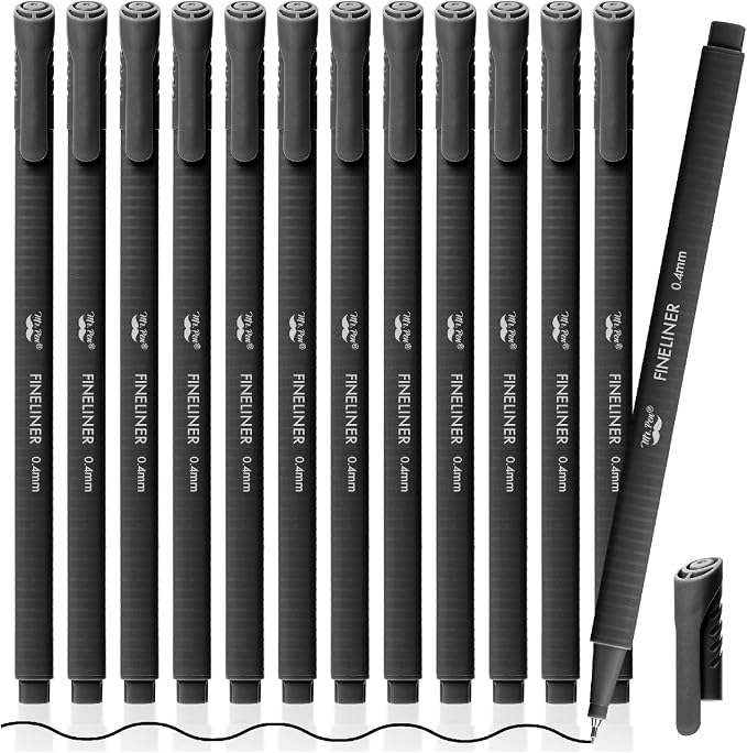 Mr. Pen- Black Fineliner Pens, 12 Pack, 0.4mm Fine Point | Smooth Bible by MrPen