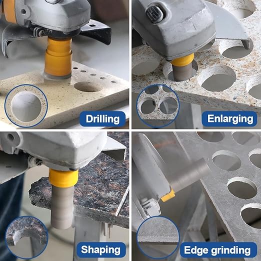 HIGHDRIL Diamond Drill Bits Kit with 5/8-11 for Porcelain Tile Ceramic Marble Brick Concrete Vacuum Brazed Hole Saw(25/35/45/50/65/75mm+20mm Finger Bits)