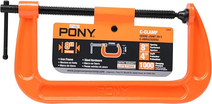 Pony Jorgensen 2680 8-Inch C-Clamp, Orange