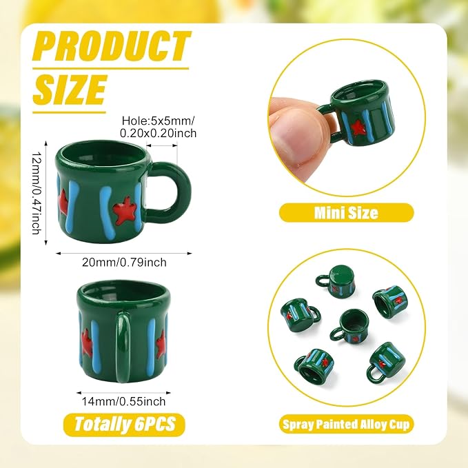 FASHEWELRY 6Pcs Alloy Mini Tea Cups - Image 2