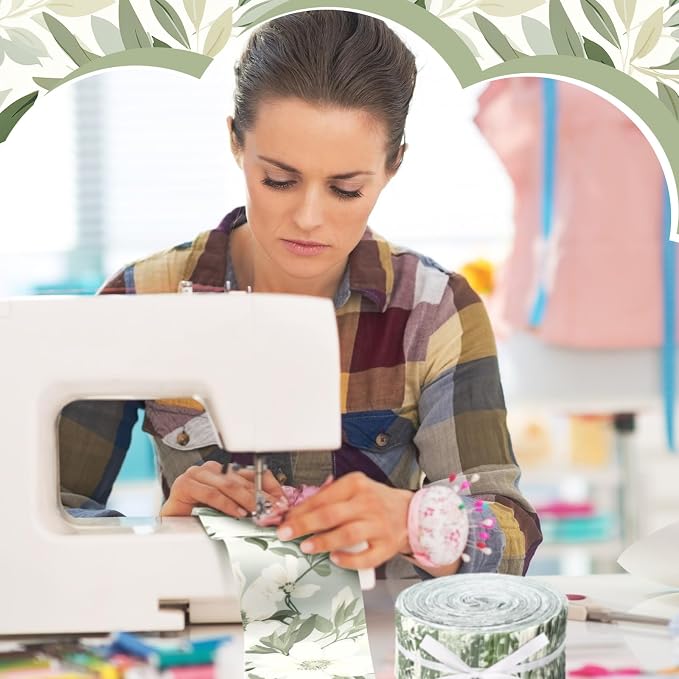 Hosuly 40 Pcs Sage Green Floral Fabric Spring Flower Jelly Fabric Quilting - Image 5