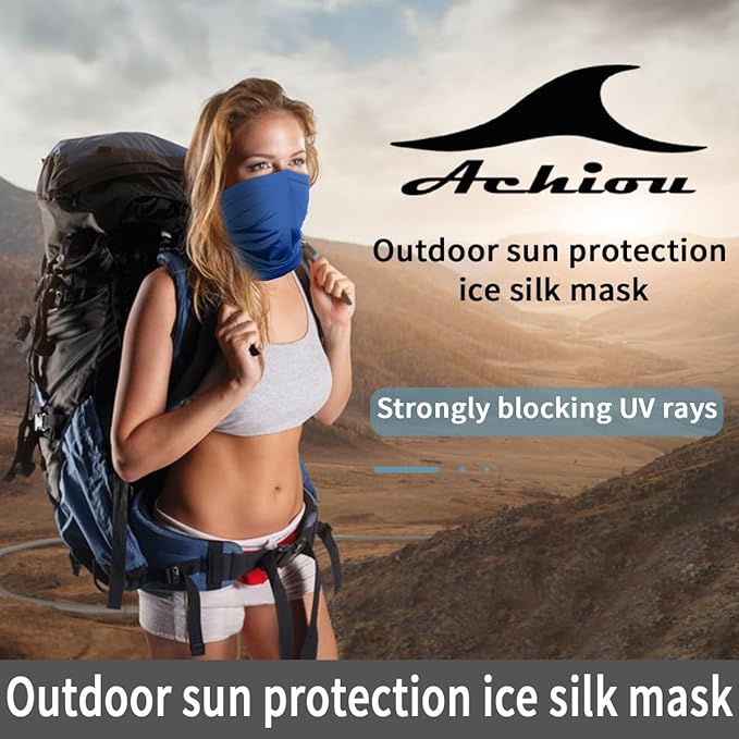 Achiou Cooling Neck Gaiter Face Cover Scarf, UV Protection Mask for Men and Women,Soft Windproof, Hiking Cycling Running