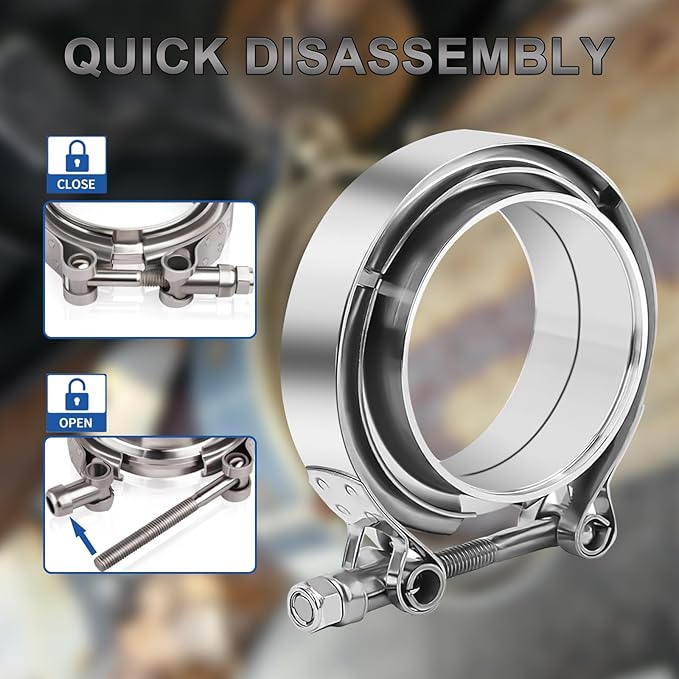 3 inch V Band Clamp with Flange Male Female - 2PCS 304 Stainless Steel Quick Release V Band Clamp Exhaust For Turbo, Downpipes, Exhaust Systems(3.0")