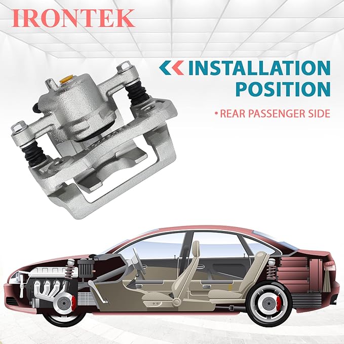IRONTEK 19B3100 Rear Right Brake Caliper Passenger Side Caliper Assembly Fit Kia [2006-2001 Optima, 05-10 Sportage], Fit Hyundai [06-08 Sonata, 05-09 Tucson]