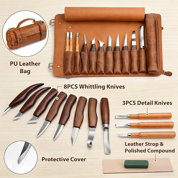 Tekchic Wood Carving Kit Deluxe-Whittling Knife, Wood Carving Knife Set - Image 3