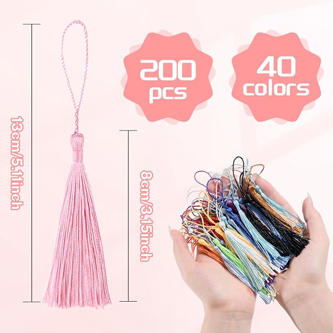 200pcs Bookmark Tassels Bulk 5 Inch Silky Soft Handmade Tassels - Image 2
