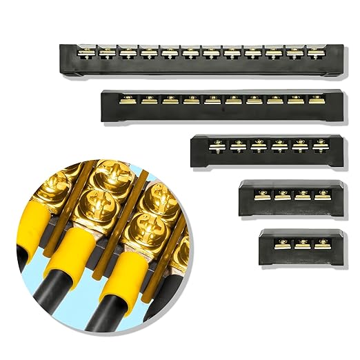 Terminal Block 2 Wrapped 3 Circuits 30A 450v Double-Row Screw terminals and 12 Pieces Connectors