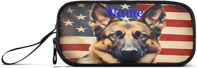 Custom Dog German Shepherd Flag Pencil Case Box Boys Girls Personalized Name - Image 8