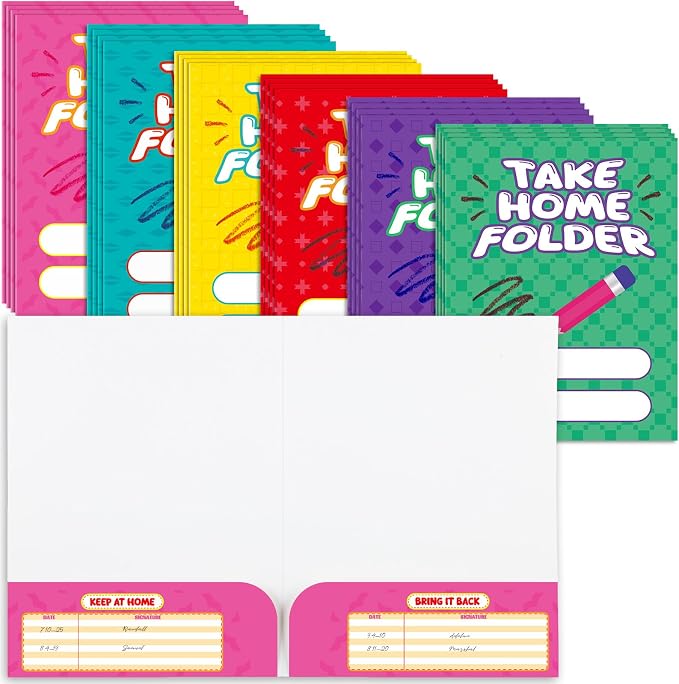 Outus 24 Pcs Take Home 2 Pocket Folders Letter Size Decorative File Folders by Outus