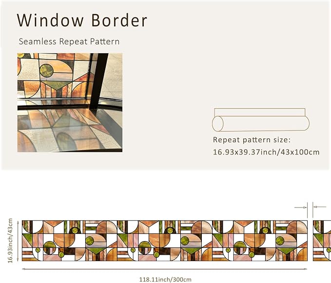 Faux Stained Glass Effect Window Film, Original Double-Sided Hand-Drawn Static - Image 2